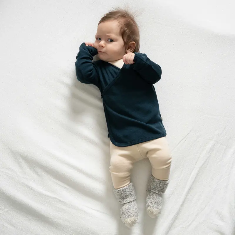100% Merino Wool Also Cardigan - Navy Teal - newborn ONLY