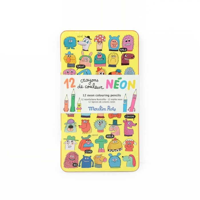12 crayons de couleur néon Moulin Roty