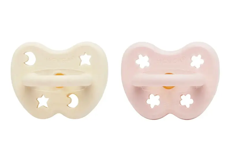 2 tétines en caoutchouc naturel Hévéa - Pink et Milky white 0/3mois