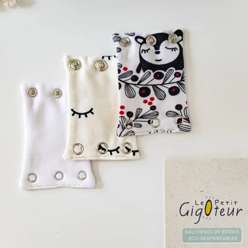 3 rallonges de Body Le Petit Gigoteur - Noir et blanc