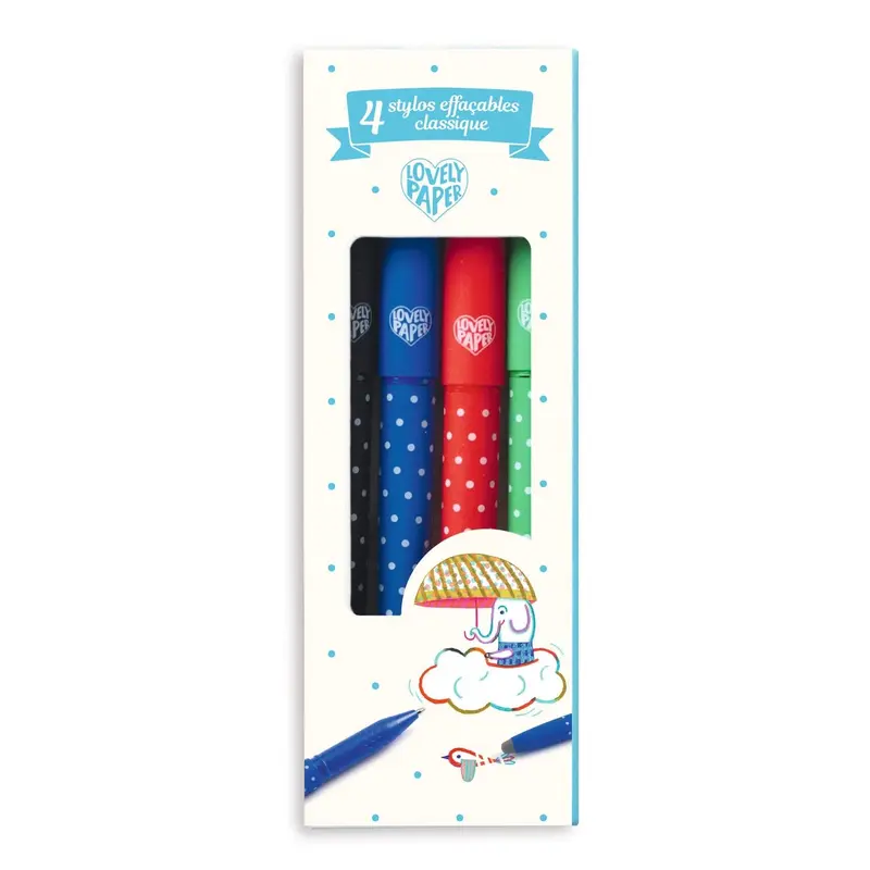 4 STYLOS EFFAÇABLES CLASSIQUE - Djeco