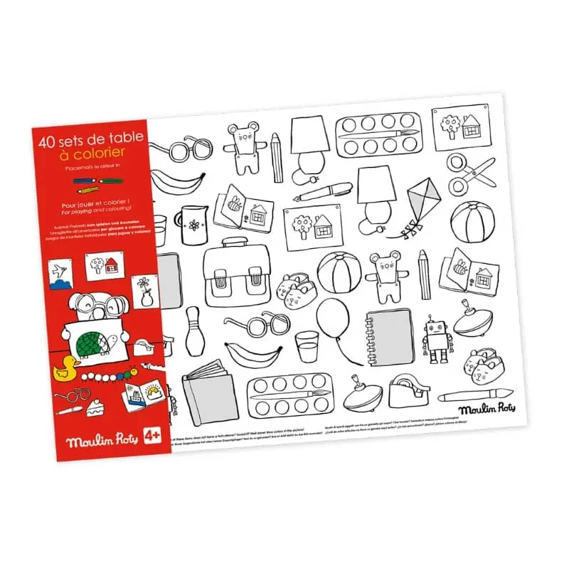 40 sets de table a colorier popipop - Moulin Roty