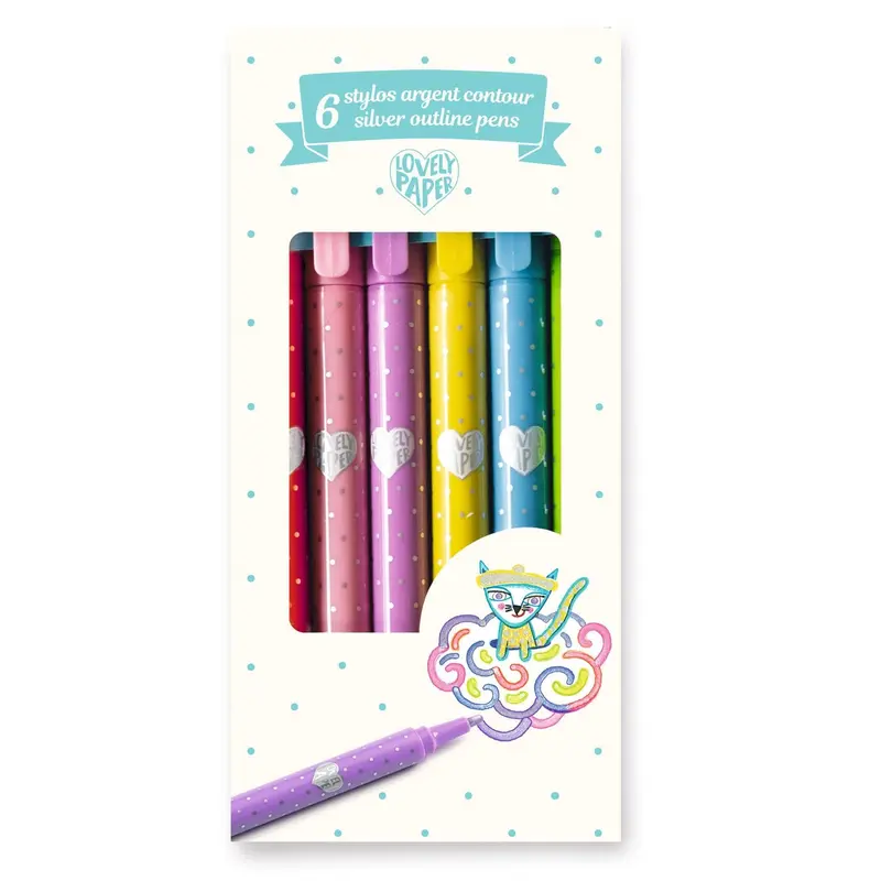 6 STYLOS ARGENT CONTOUR - Djeco