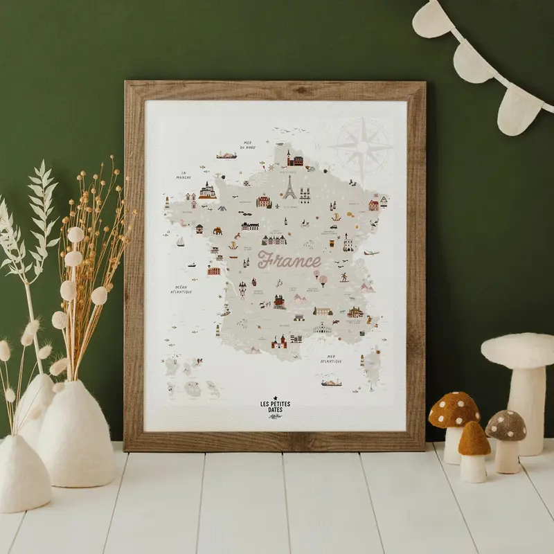 Affiche Carte de France - LES PETITES DATES