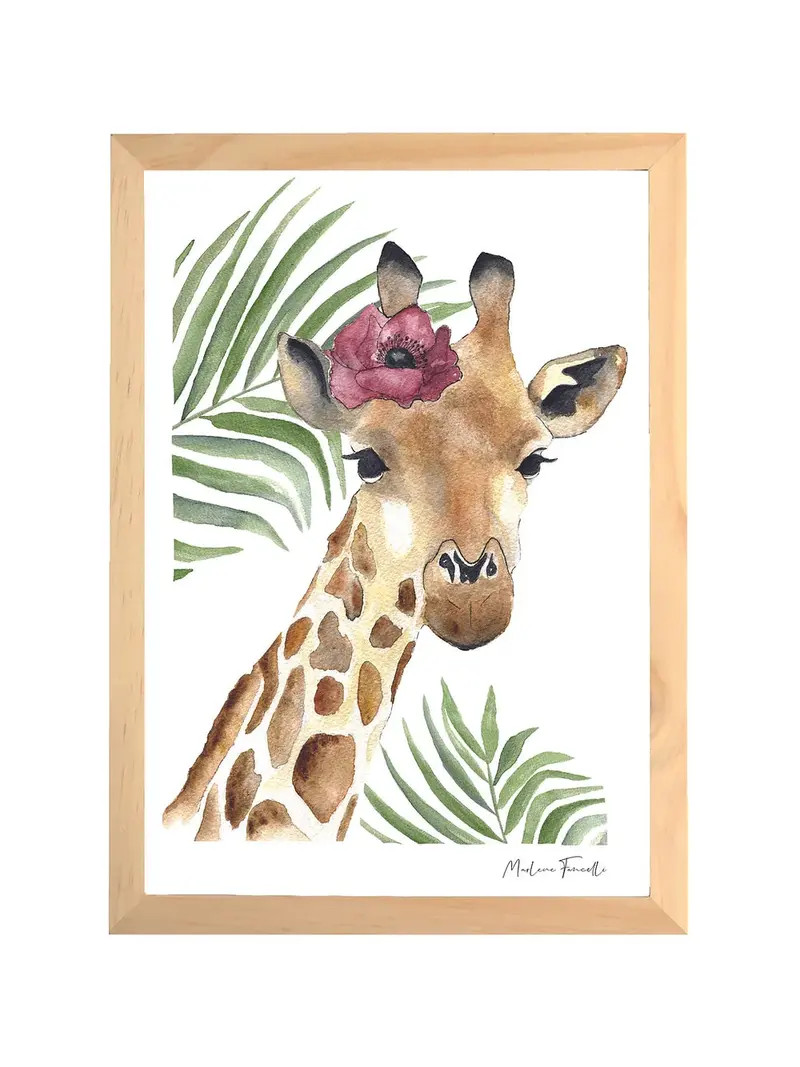 Affiche girafe aquarelle encadrée – Seraphine Fleur | Marlene Fancelli