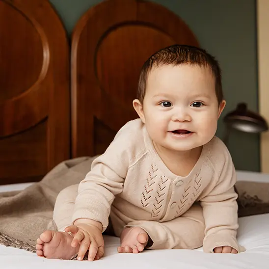Alpaca Cotton Lace Front Romper - Shell - 0-36m