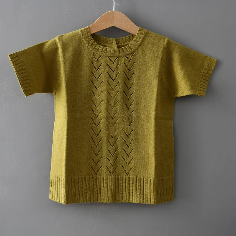 Alpaca Cotton Lace Front Short Sleeve - Antique Moss - 18m-5y