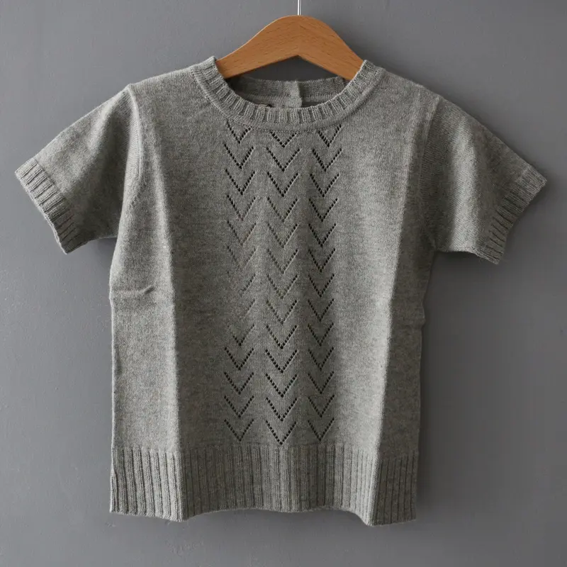 Alpaca Cotton Lace Front Short Sleeve - Grey - 18m-8y