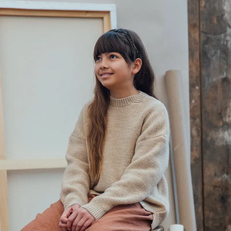 Alpaca & Merino Wool Sia Sweater - Camel - 3-10y