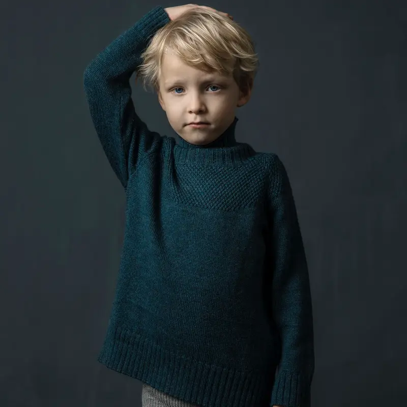 Alpaca & Wool Knitted Sailor Sweater - Ocean - 18-36m only