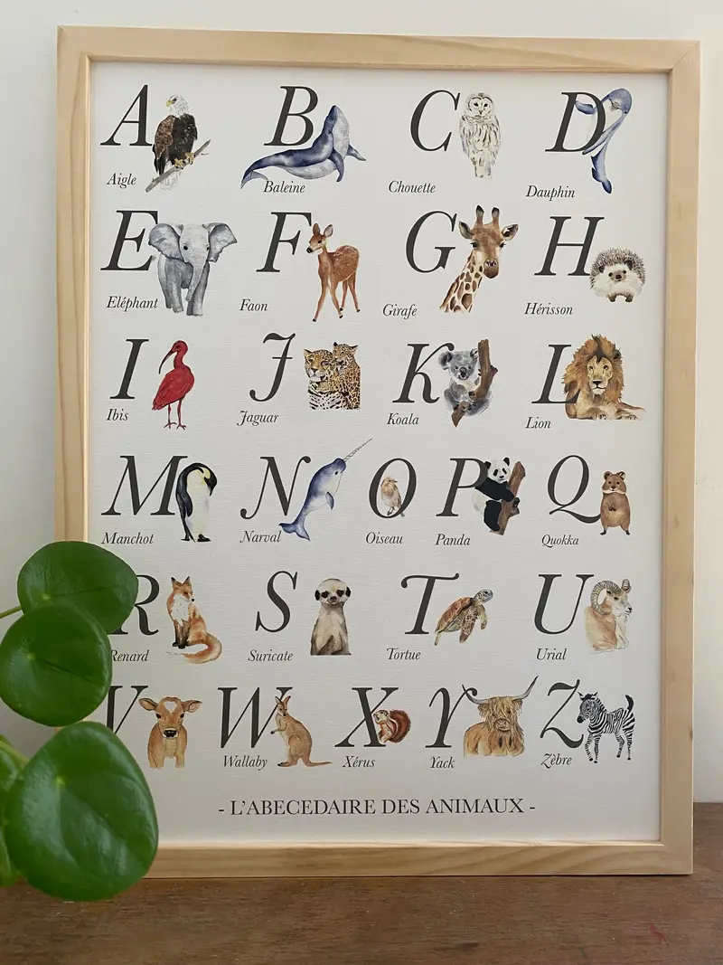 Aquarelle en cadre Abécédaire - Marlene Fancelli Art