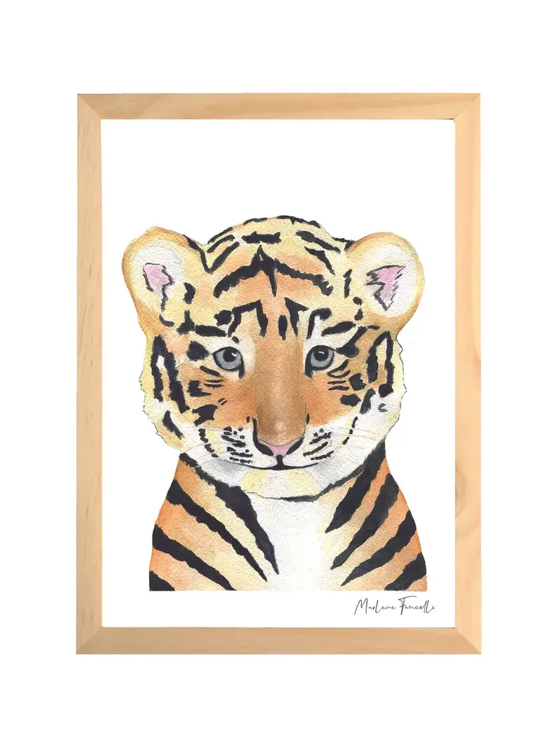 Aquarelle en cadre Charlie le tigre - Marlène Fancelli Art