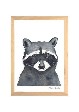 Aquarelle en cadre Eddy raton Laveur - Marlene Fancelli Art