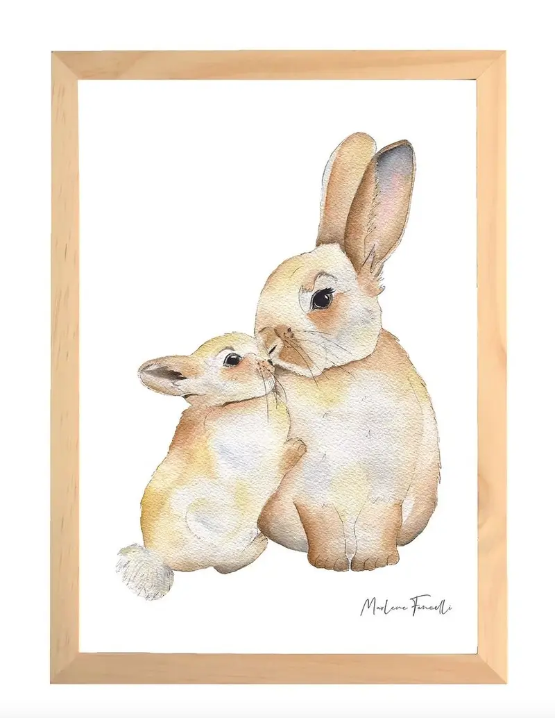 Aquarelle en cadre Famille Lapin - Marlene Fancelli Art