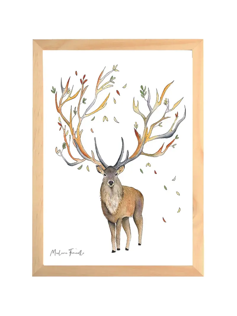 Aquarelle en cadre Miral cerf - Marlene Fancelli Art
