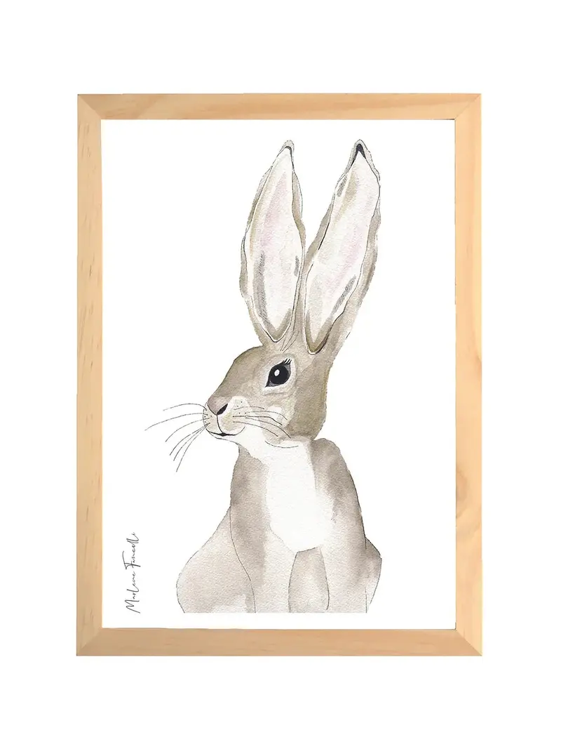 Aquarelle en cadre Pompette Lapin - Marlene Fancelli Art