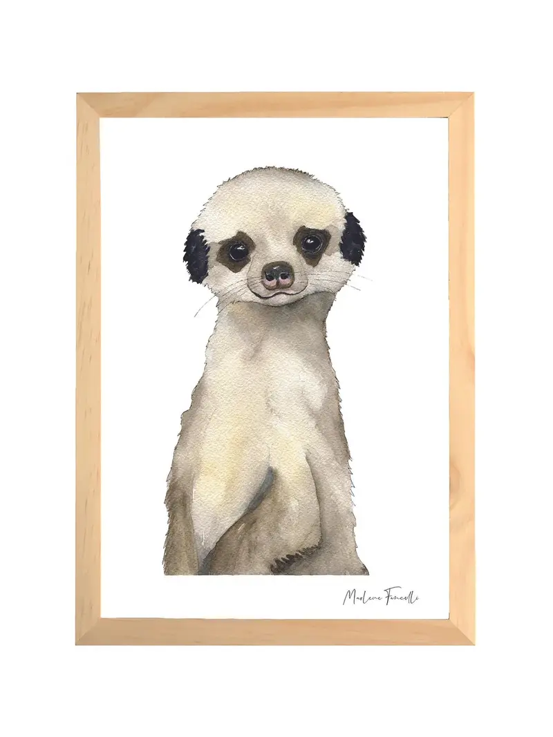 Aquarelle en cadre Romain le suricate - Marlène Fancelli Art