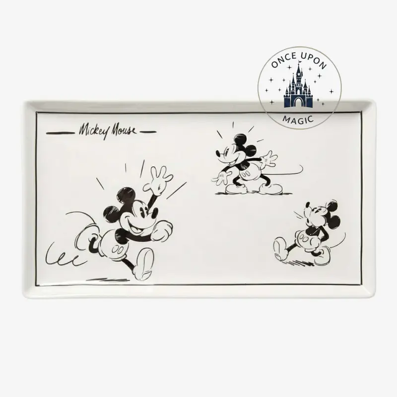 Assiette Rectangulaire – Plat de Service Mickey Mouse – Esprit Vintage Noir & Blanc – Disney – Disneyland Paris