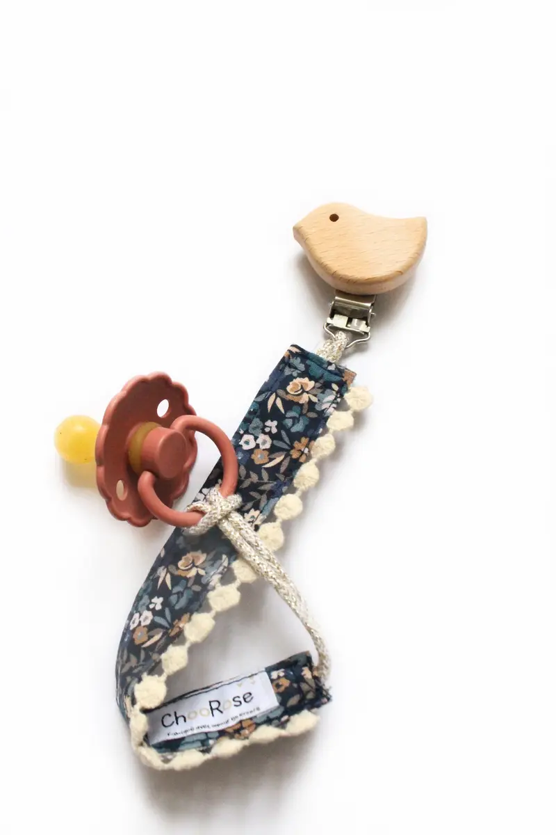 Attache-tétine bébé -Tissu fleuri