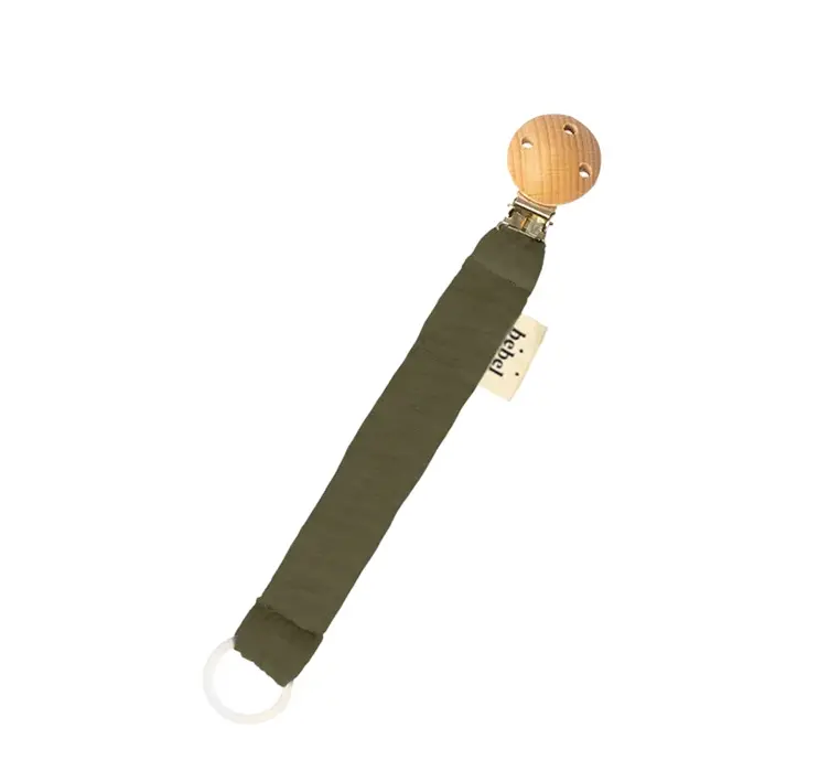 Attache tétine gaze de coton kaki