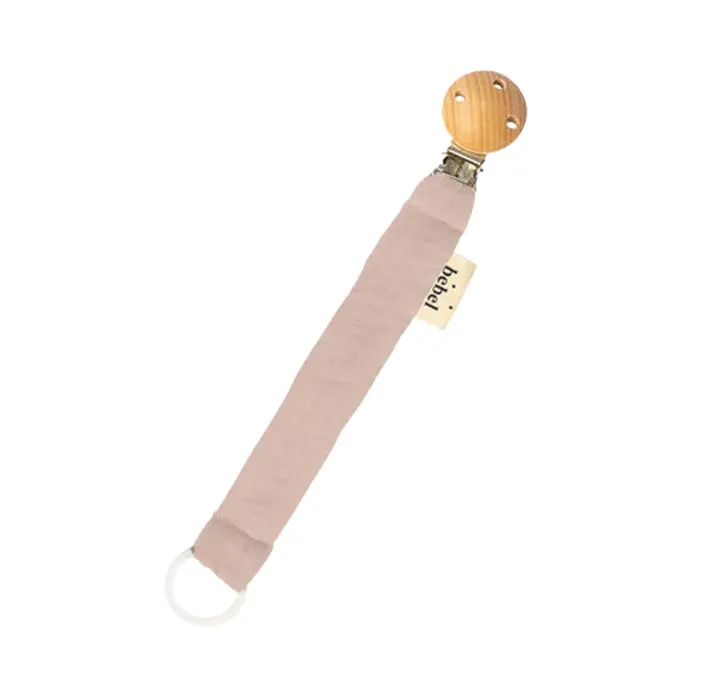 Attache tétine gaze de coton vieux rose
