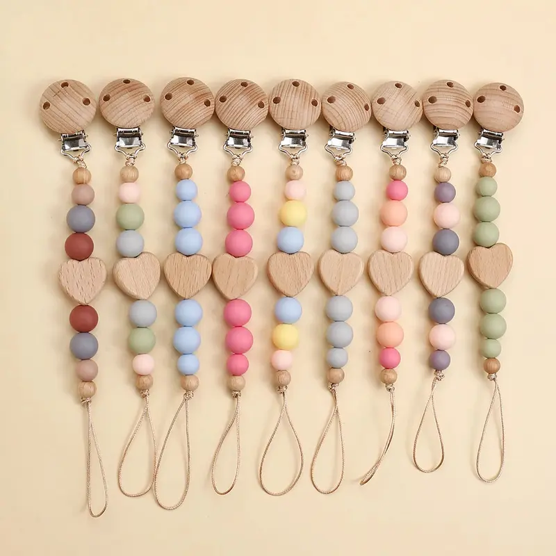 Attache Tétine Perles Petit Coeur