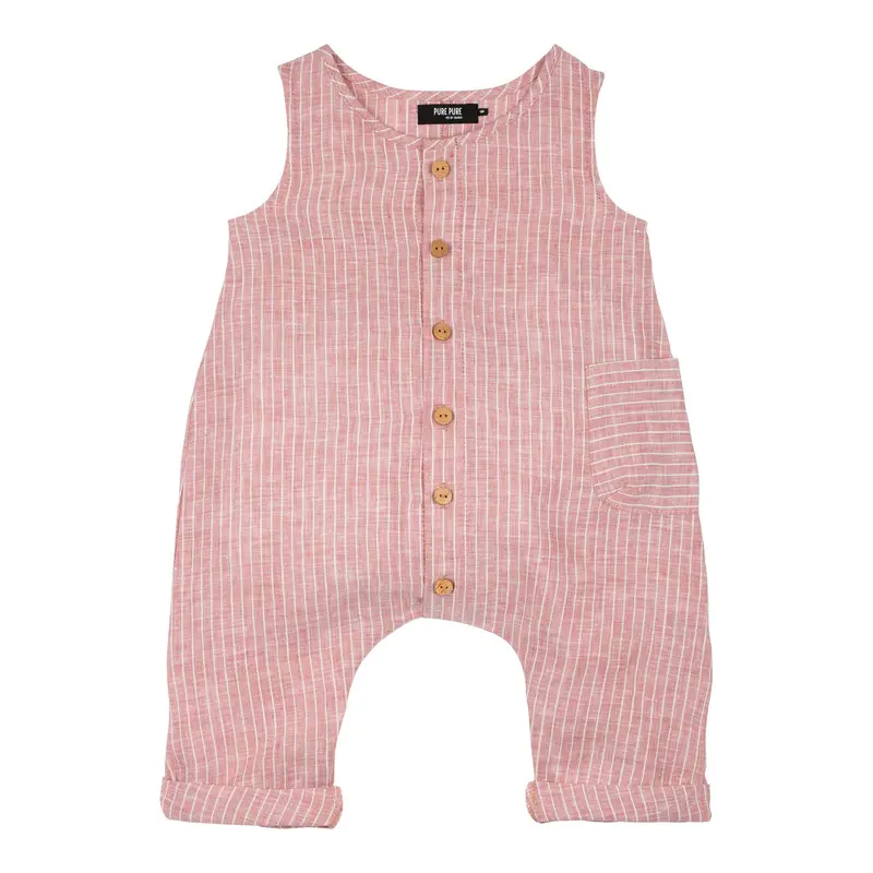 Baby Linen Romper - Faded Rose - 6-18m