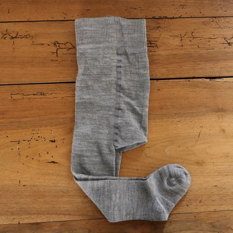 Baby Wool/Cotton Tights - Grey Melange - 0-18m