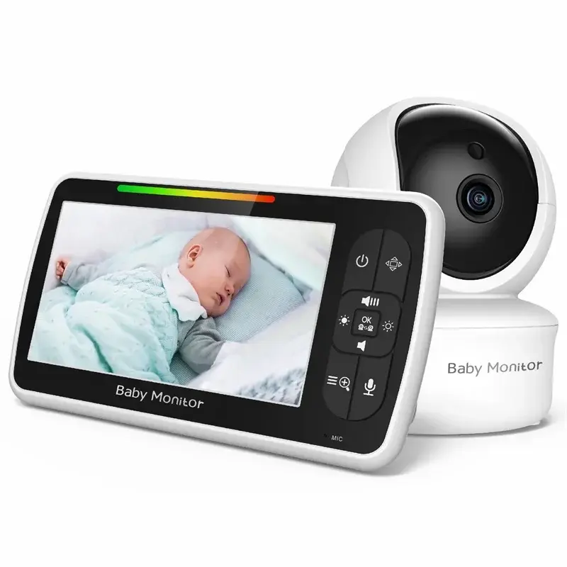Babyphone vidéo 5 pouces PTZ Mybooni — Caméra télécommandée audio bidirectionnel berceuses