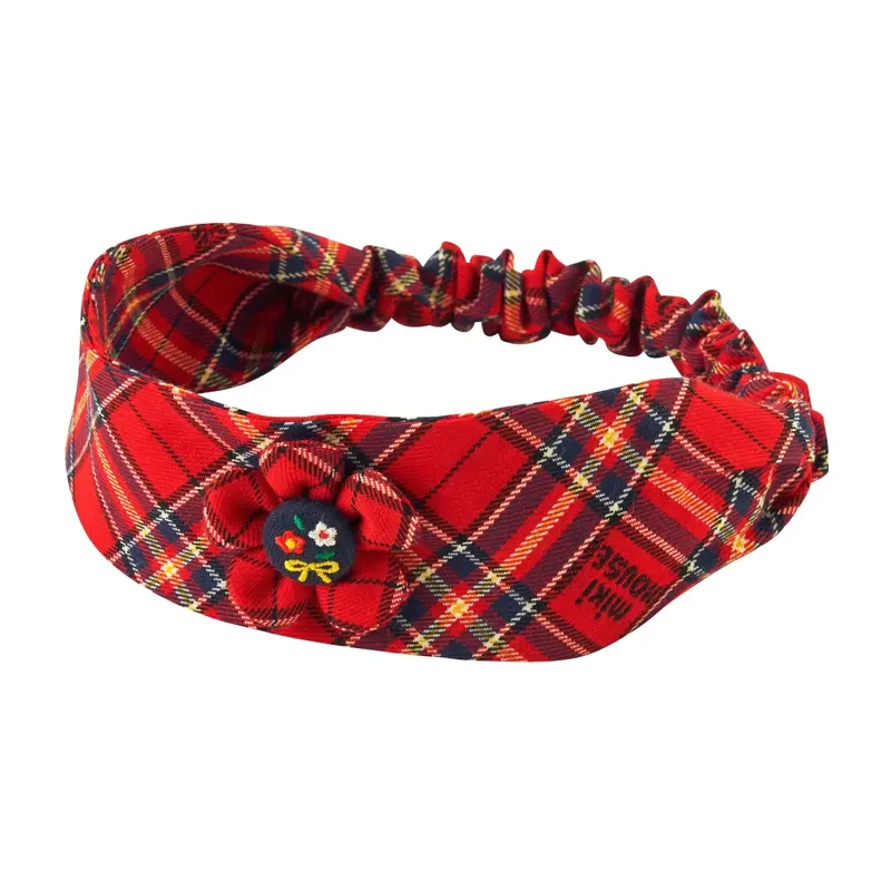 BANDEAU ROUGE À CARREAUX AVEC FLEUR