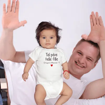 Barboteuse Bebe Manche Courte - Tel Père Telle Fille