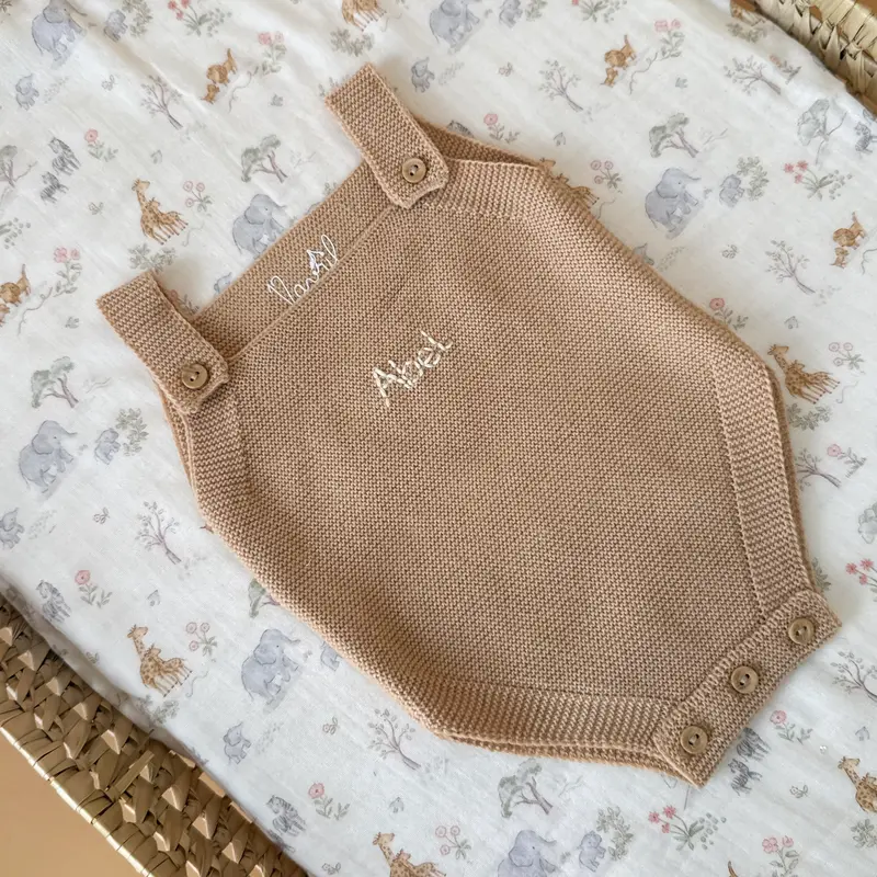 Barboteuse bébé personnalisée en maille Moka