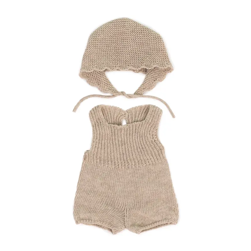 Barboteuse vêtements poupée tricoté beige 38 cm