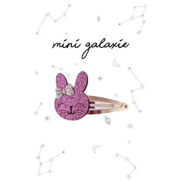Barrette lapin à paillettes - Rose - Mini Galaxie