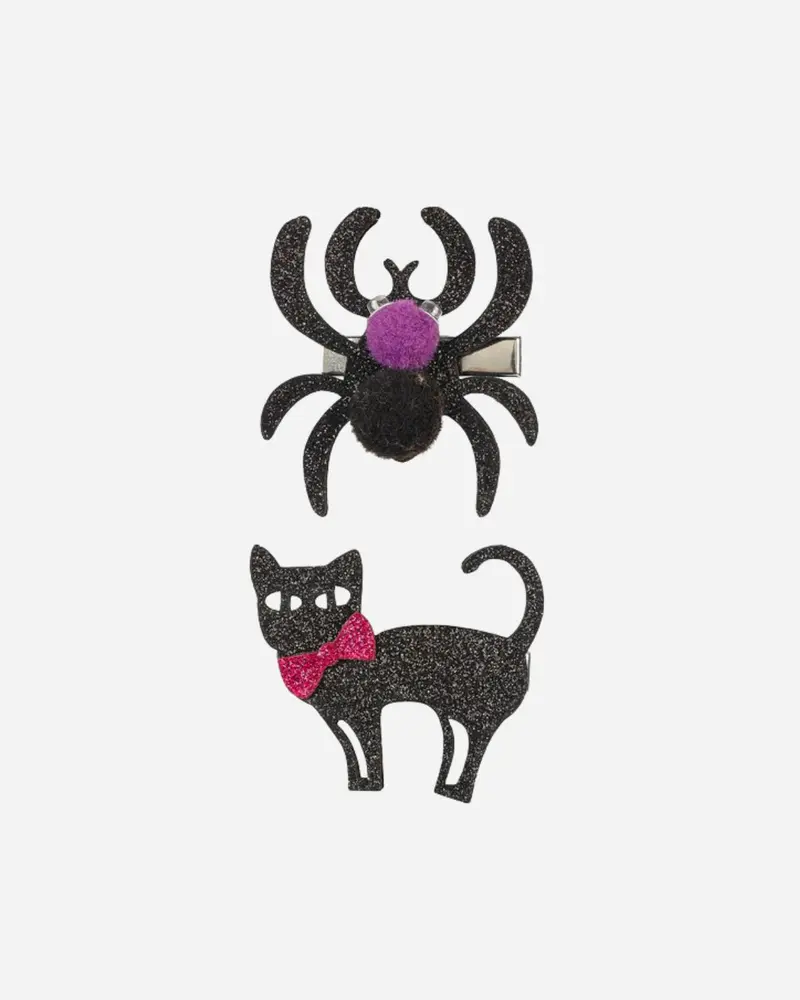 Barrettes Halloween paillettes noires