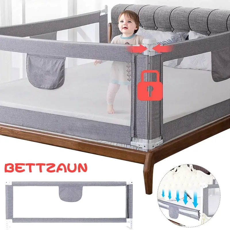 Barrière de lit bébé Mybooni | Garde-corps de sécurité portable 150/180/200 cm