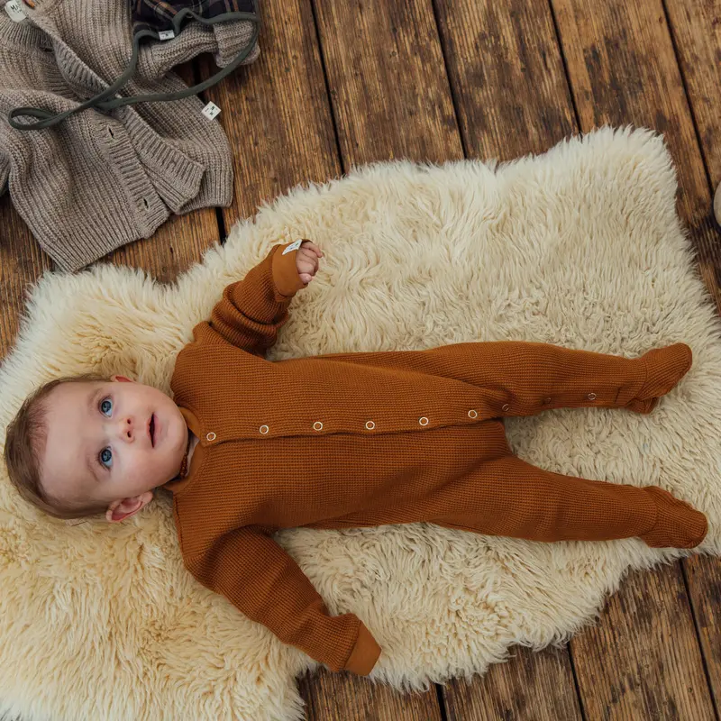 Basic Footed Pyjama - Toffee - 6-12m ONLY