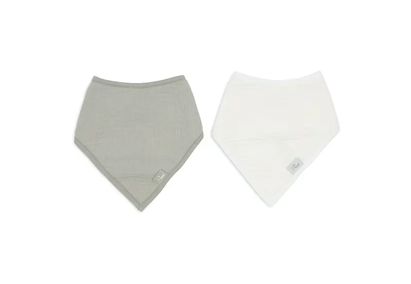 Bavoir 2-pack Bandana Gaze De Coton Olive Green/Oatmeal - JOLLEIN