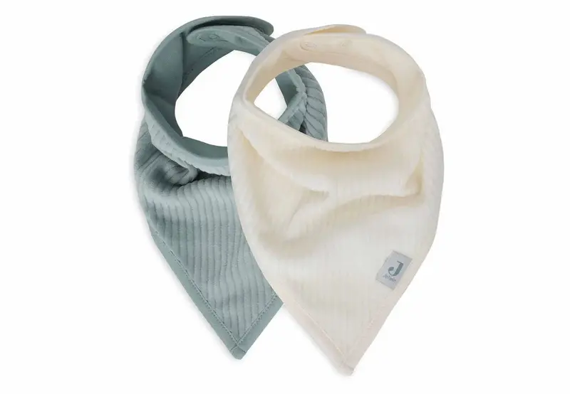 Bavoir Bandana (2pack) Velvet Rib Sea Green/Ivory - JOLLEIN