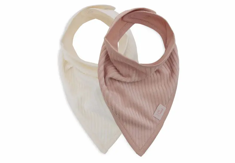 Bavoir Bandana (2pack) Velvet Rib Wild Rose/Ivory - JOLLEIN