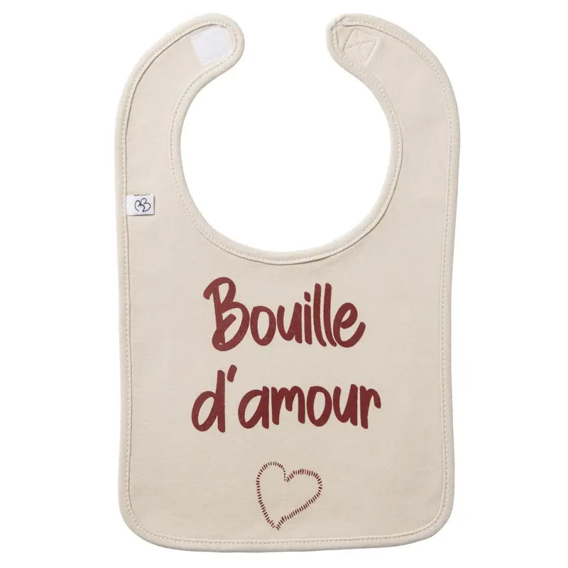Bavoir bébé « Bouille d’Amour » – Sable