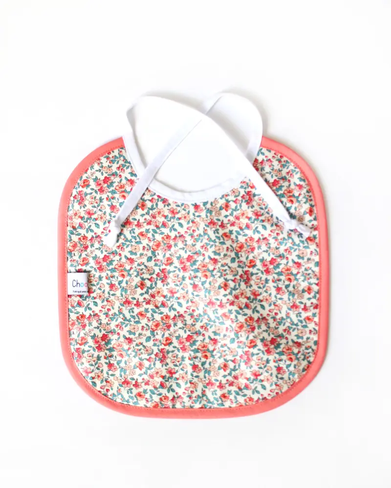 Bavoir bébé en coton enduit / Suzanne red