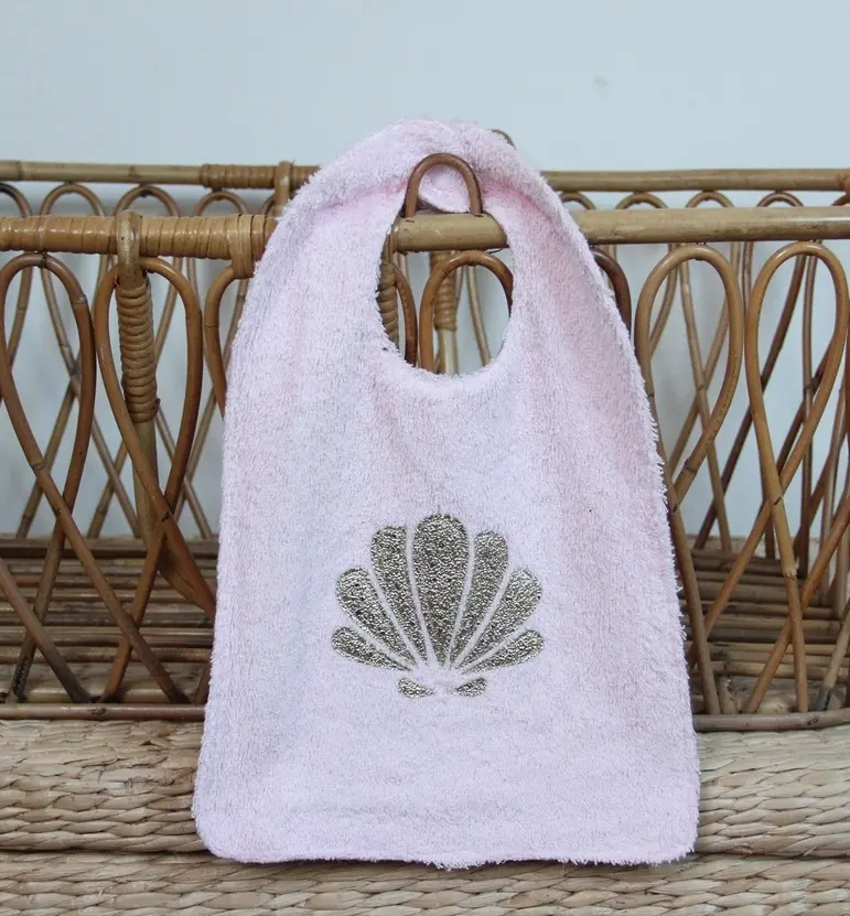 Bavoir - Collection Coquillage -Rose/Liberty Rose foncé