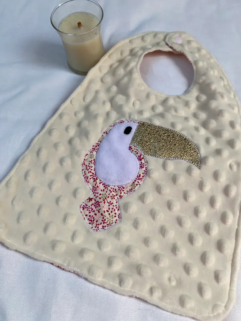 Bavoir - Collection Toucan- Crème/Rose liberty