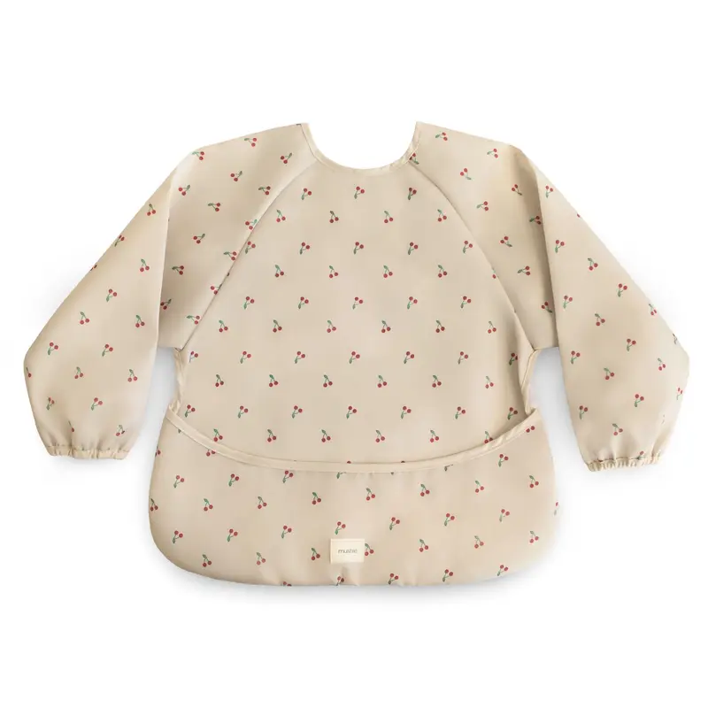 bavoir manches longues cerise - mushie