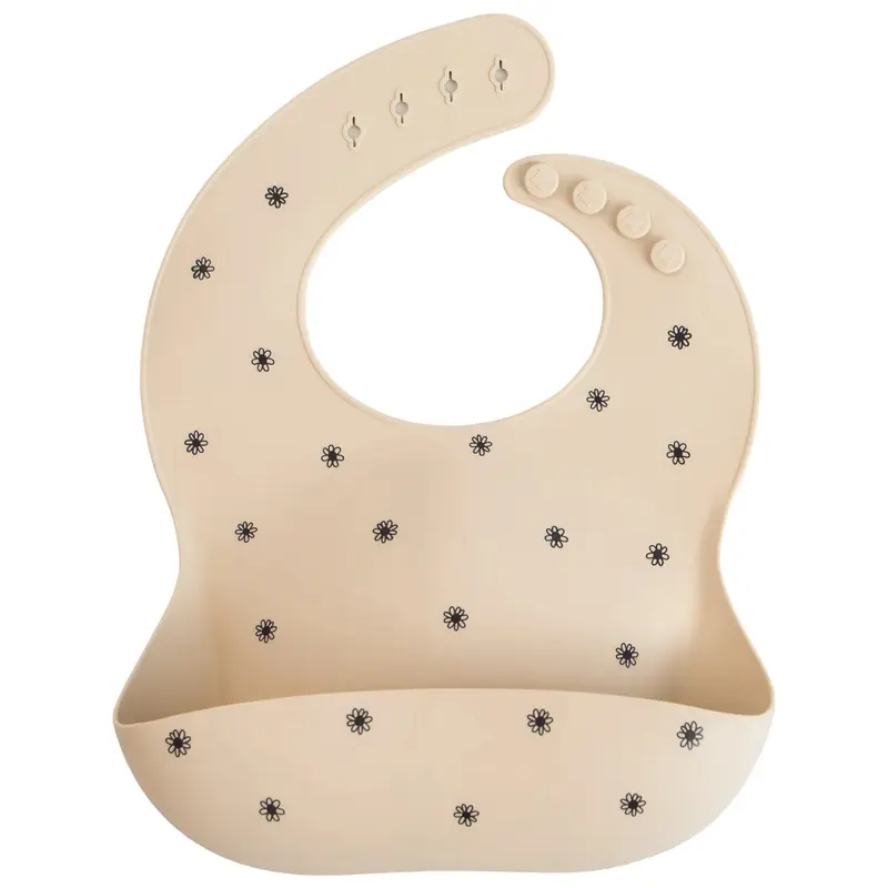 bavoir silicone black daisy - mushie