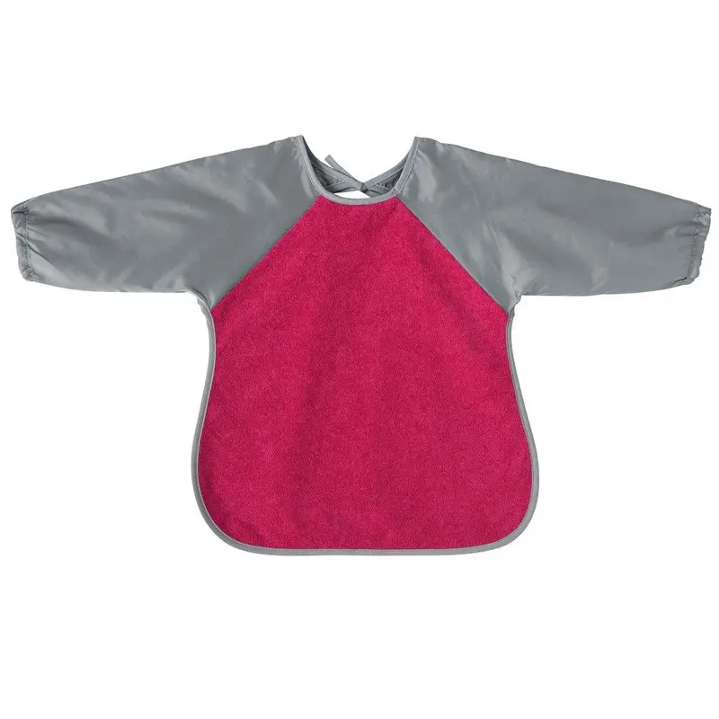 Bavoir tablier déperlant rose et gris 18 mois