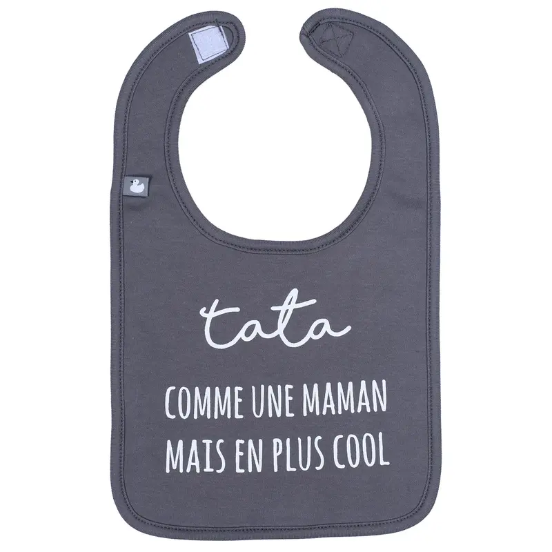 Bavoir “Tata comme une maman mais en plus cool” anthracite
