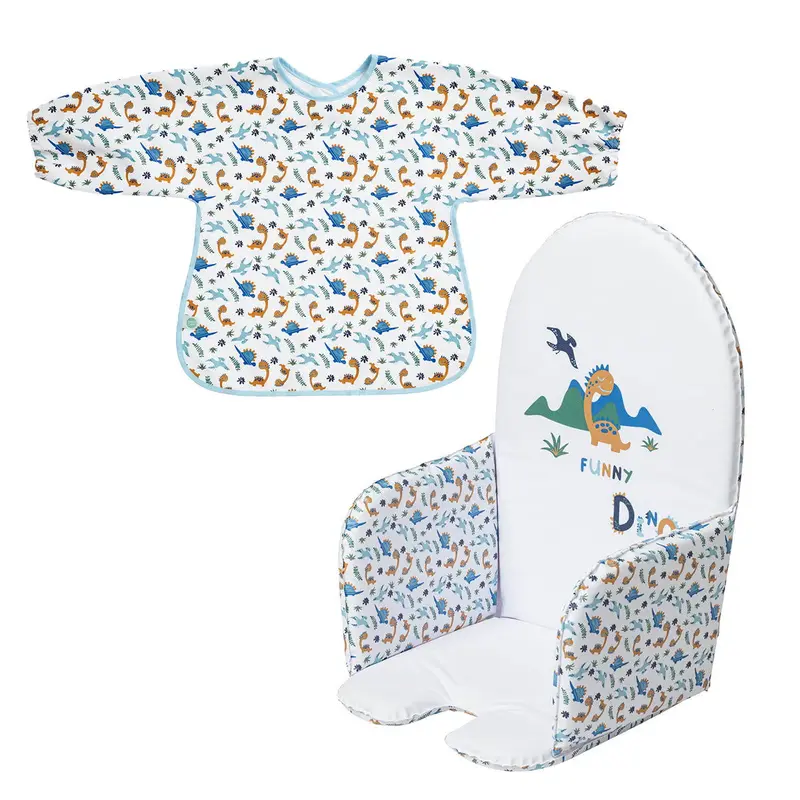BB Kit repas - Tablier et Coussin de chaise haute Funny Dino - 12 mois