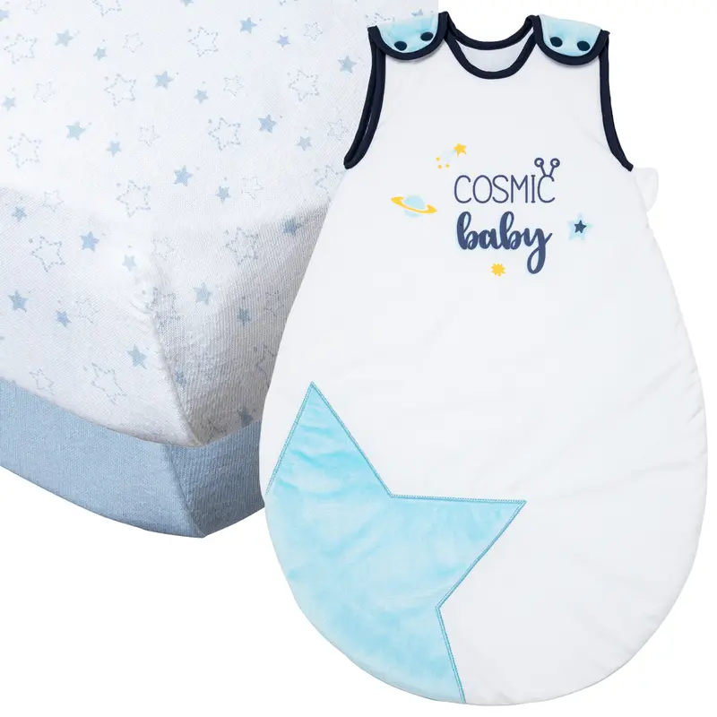 BB Kit - Sommeil naissance Cosmic Etoiles Bleues - Draps-Housse + Gigoteuse Hiver